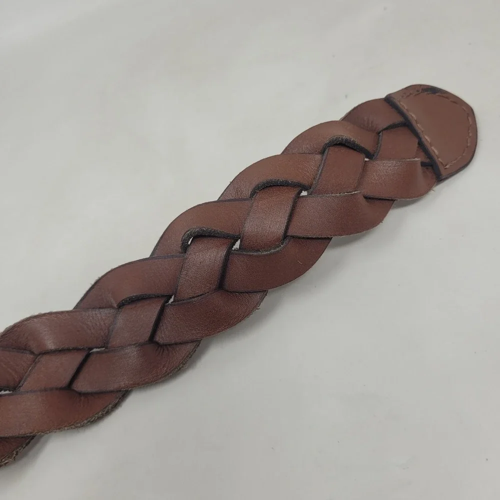 Brown Leather Belt Mens 36 Braided Woven Casual Utility Rugged Rustic Artisan